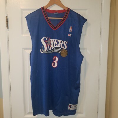 Vintage Y2K NBA Champion Sixers Allen Iverson #3 Men's Blue Jersey