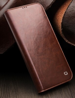 Qialino Echt Leder Flip Wallet Case Handyhülle Tasche fr iPhone 14 15 16 Pro Max