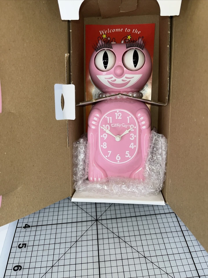 Kitty-cat Pink Clock with Tail Small Kitty Cat Clock USA HTF Limited Edition - Image 4 of 4
