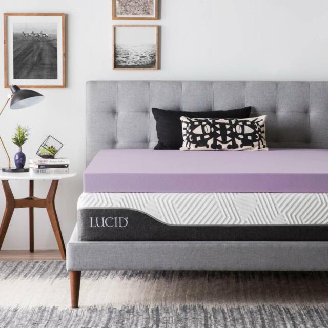 Lucid 4 Lavender Infused Memory Foam Mattress Topper King Size Purple For Sale Online Ebay