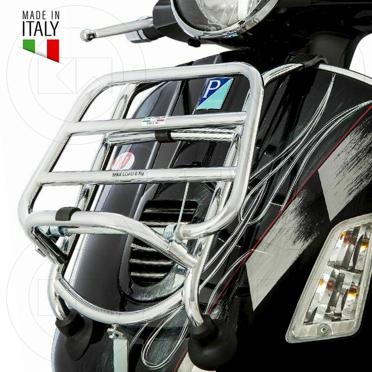 PORTAPACCHI ANTERIORE CROMATO VESPA GT SUPER GTS 125 250 300 FINO