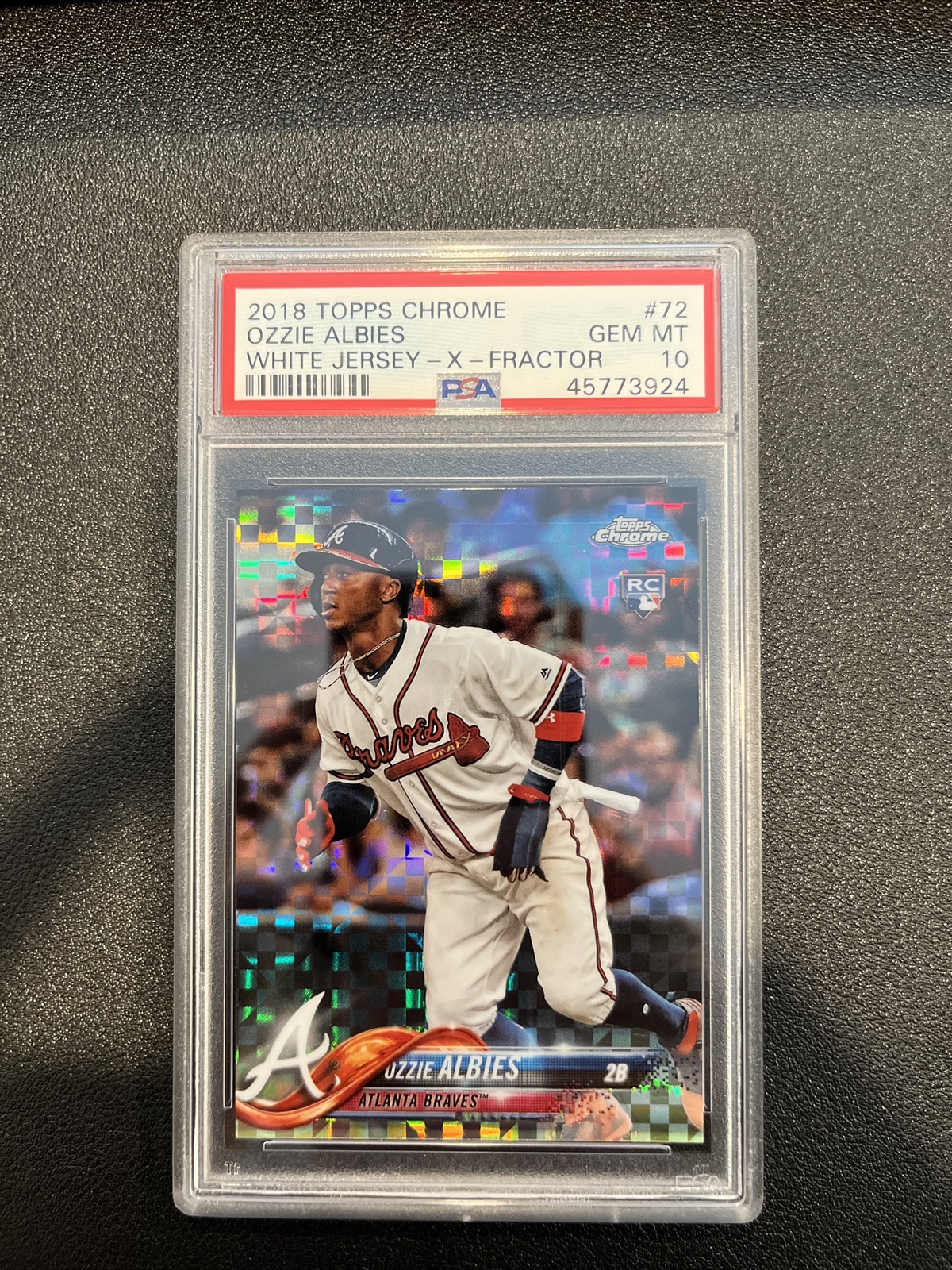 2018 TOPPS CHROME WHITE JERSEY X-FRACTOR OZZIE ALBIES ROOKIE RC PSA 10 BRAVES