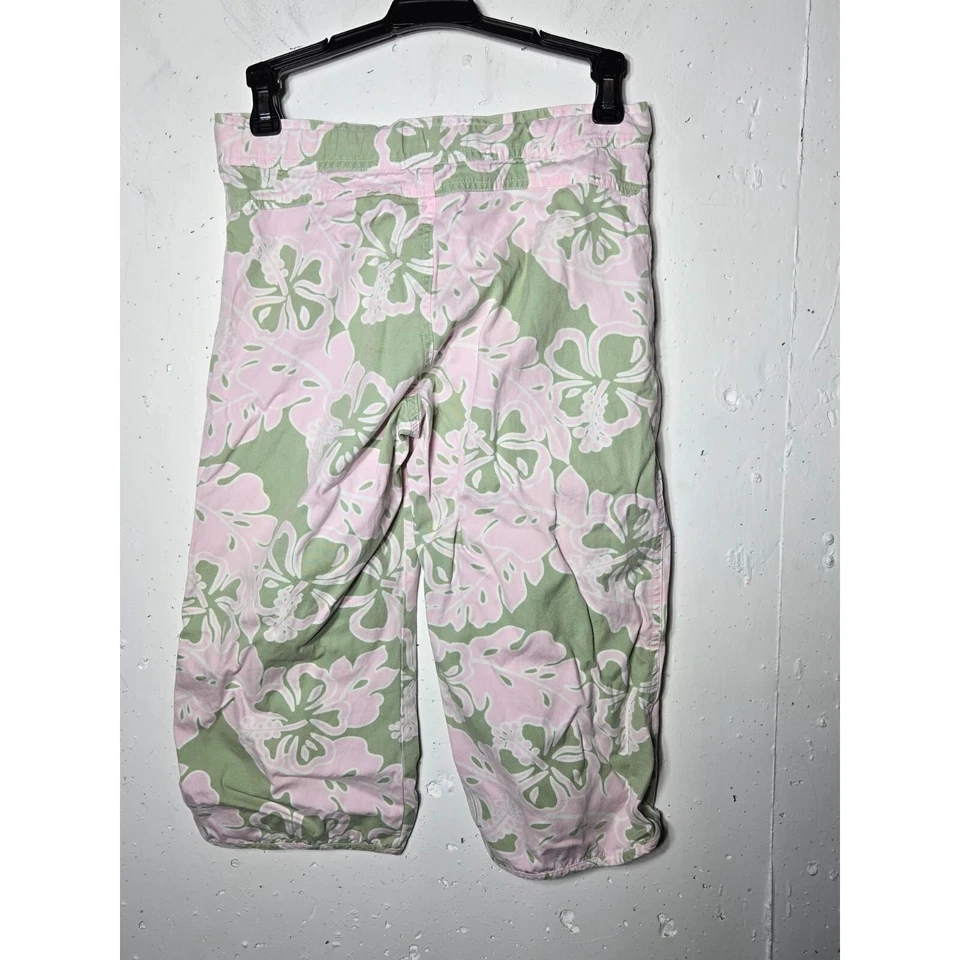 Pantalones capri Y2K 2004 Old Navy niñas estampado floral hawaiano 16 tropicales verano Foto 2 de 4