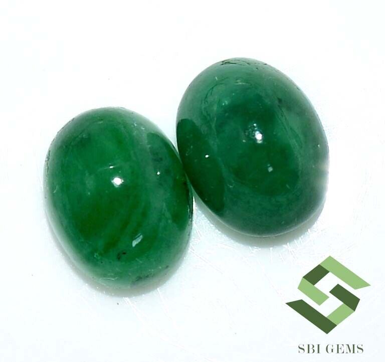 4.64 CTS Certified Natural Emerald Oval Cabochon Pair 9x7 mm Loose Gemstones Regularnie przechowuj nową pracę