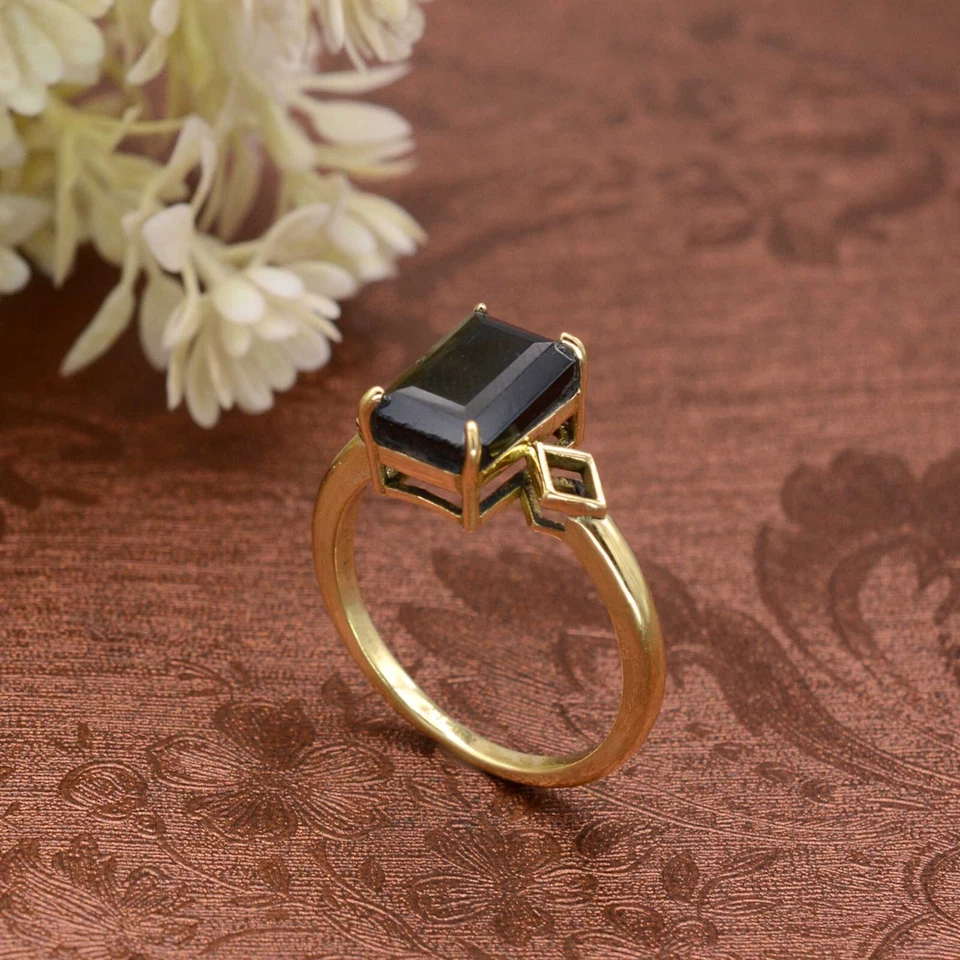 Anillo de piedras preciosas de ónix negro, anillo hecho a mano, anillo para mujer, regalo para ella Foto 3 de 4