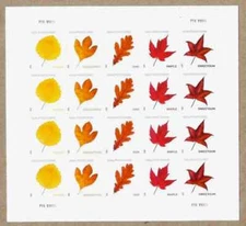 VIBRANT LEAVES NATURE #5966-5970 FOREVER POSTCARD STAMPS LOWEST PRICE