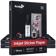 360 Sheets Koala Glossy Sticker Paper 8.5x11 Inkjet Printer Adhesive Photo Paper