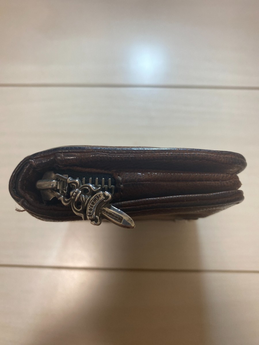 Chrome Hearts Joey by Fold Wallet Destroy Leather Brown Men