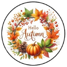 HELLO AUTUMN WREATH ENVELOPE SEALS LABELS STICKERS PARTY FAVORS