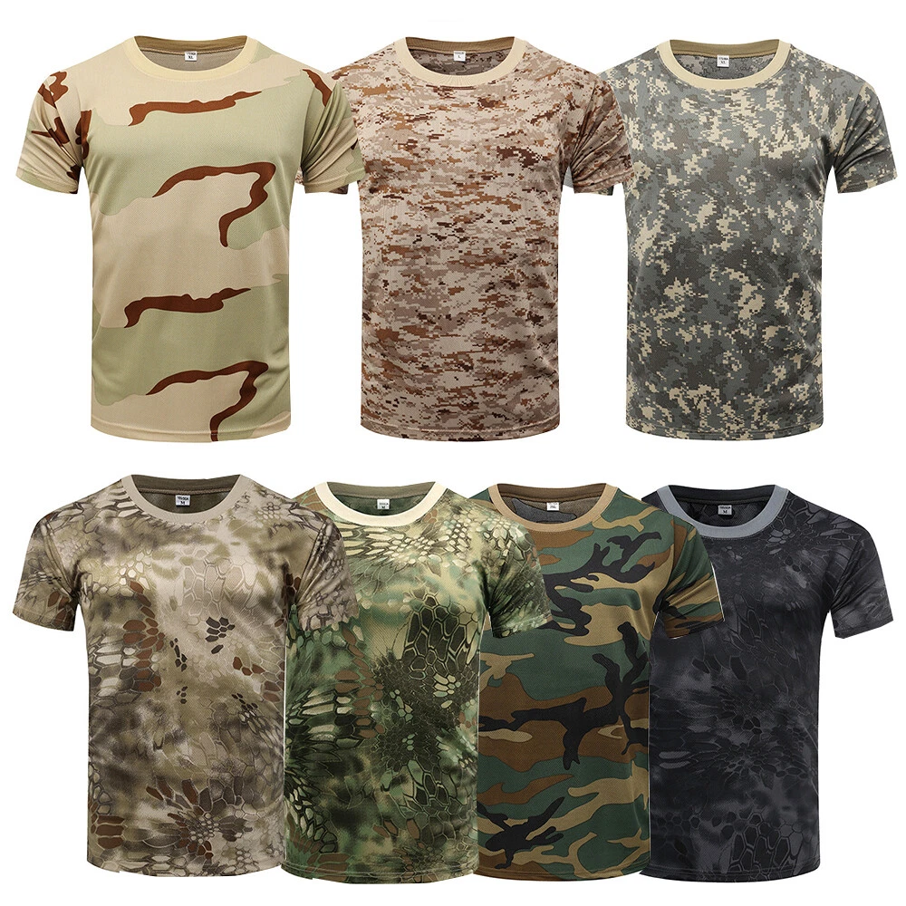 Casual Short Sleeve Men T shirt Camouflage Tee Camo Tactical