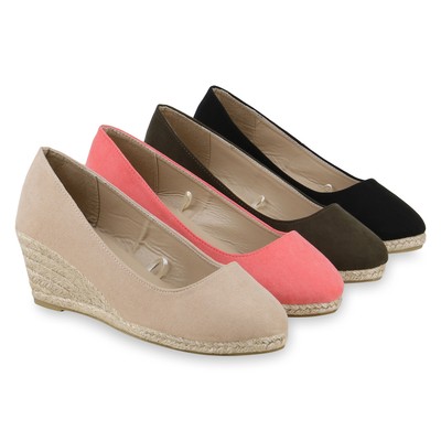 Damen Keilpumps Sommerschuhe Keilabsatz Pumps Mid Heel Wedges 831080 Trendy Neu