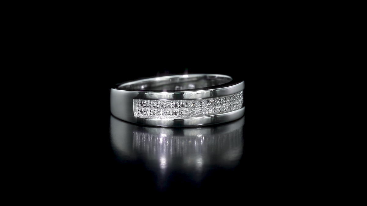 Amour Sterling Silver Men's 1/10 CT TW Diamond Two Row Fashion