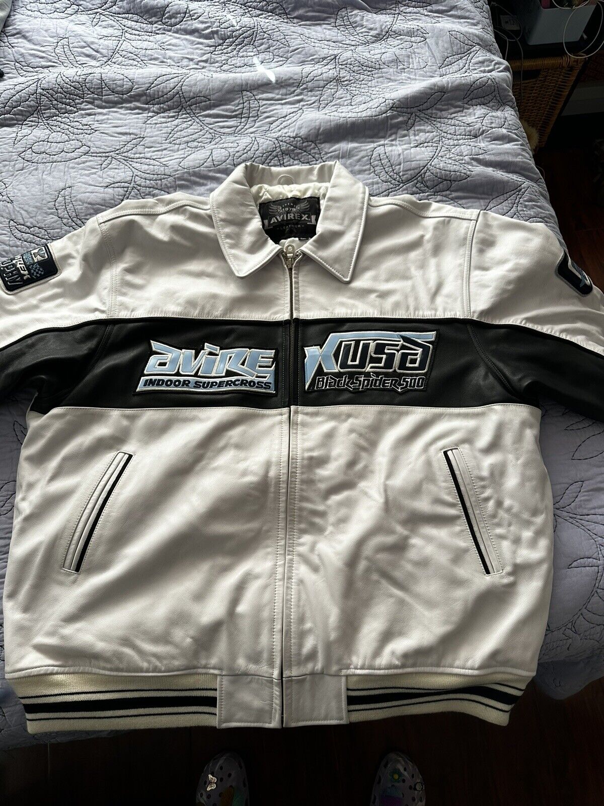 AVIREX USA black spider leather jacket - レザージャケット