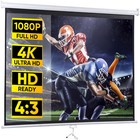 72' Projector Screen 4:3 Hd Portable Projection Movie Screen Home Theater Black