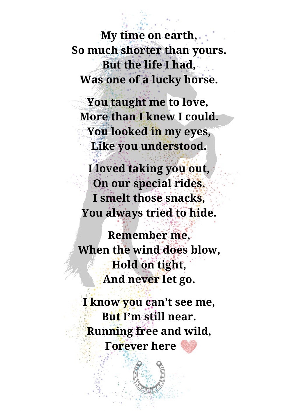 Pferd Verlust Sympathie Karte Beileid Trauer in Erinnerung Pony