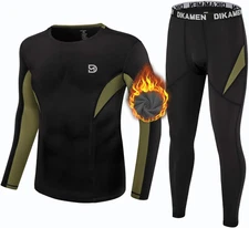 Men'S Thermal Underwear Fleece Lined Performance Tactical  Shapewear Thermal Set