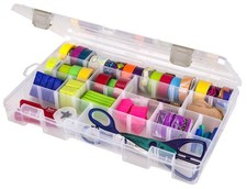 Large Solutions Box Clear Art  Craft Organizer with Dividers - Plastic Stora...