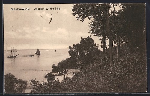 Schulau-Wedel, Ausblick auf die Elbe, Ansichtskarte 1925