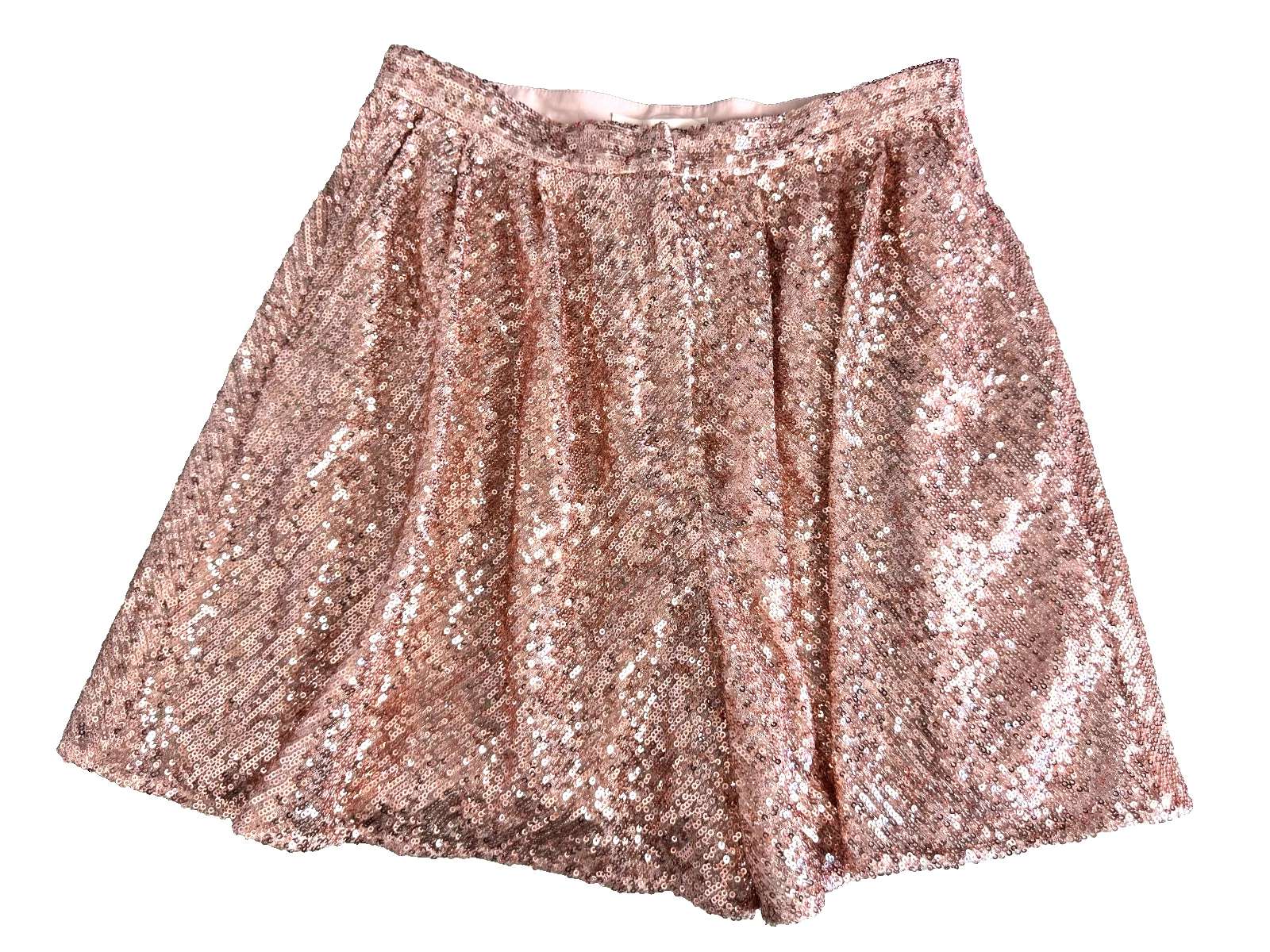 Maje Paris Sequin Shorts Rose Gold Metallic Shimmer Party Glam Size 38 US 6 NWT