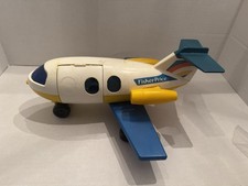 Vintage 1980 Fisher-Price Toys Little People Plane 933 Blue Yellow Made in USA