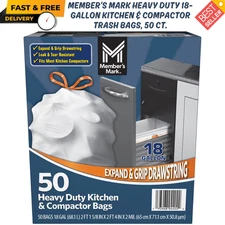Member's Mark Heavy Duty 18-Gallon Kitchen & Compactor Expand Trash Bags, 50 ct.