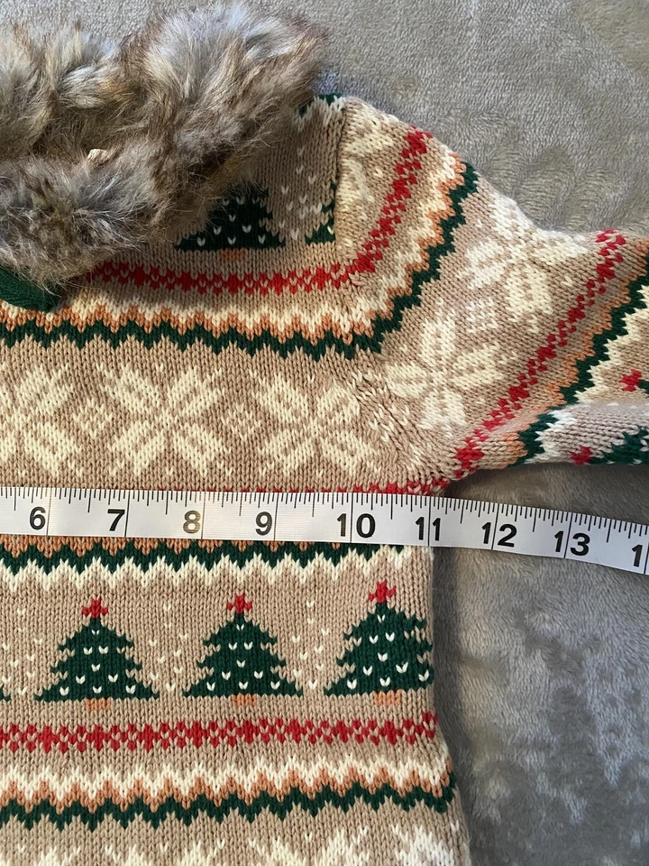 Tommy Bahama Suéter Vestido Niñas 4T Árboles de Navidad Imitación Piel Cuello Vacaciones Foto 4 de 4