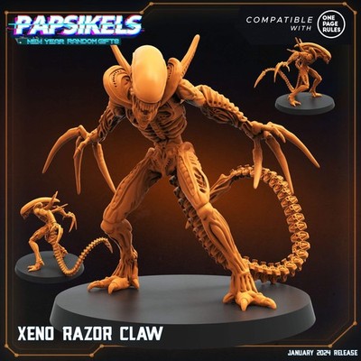 Xeno Razor Claw Resin Miniature: 32mm Fantasy Tabletop RPG Figure - 12 Days of J