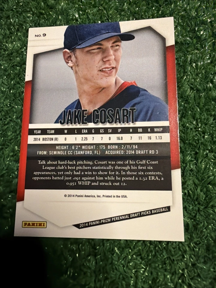 2014 Panini Prizm Perennial Draft Picks - Jake Cosart #9 (RC) AG1 - Image 2 of 2