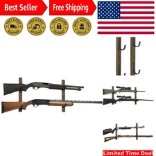 Wood and Metal Gun Rack - Holds Multiple Firearms Securely with Easy Assembly
