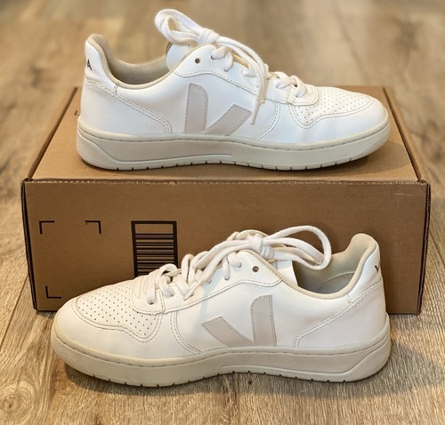 Veja V-10 CWL Sneakers US Women 8/Men 6 EUR 39 MSRP $170 Full White - 第 2/7 張圖片