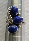 Vintage Sterling Silver Miriam Chuyate Lapis Stones W Feather Design Size 7.25
