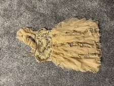 Gold Lyrical Dance Dress With Textured Shirt