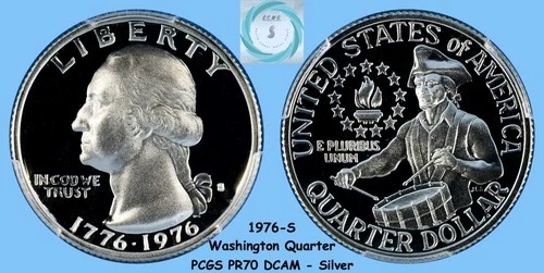 1976-S Proof Washington Quarter PCGS PR70DCAM Silver - BiCentennial Beauty!!!