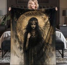 Hecate Goddess of Witchcraft Velveteen Plush Blanket 4 Dark Moon Gothic Decor