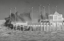 10 Vintage Negative Photos 1988 Huntington Beach Pier California HUGE WAVES PIER