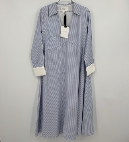 Pomander Place by Tuckernuck Blue Stripe Cannes Maxi Dress sz M NWT Collared
