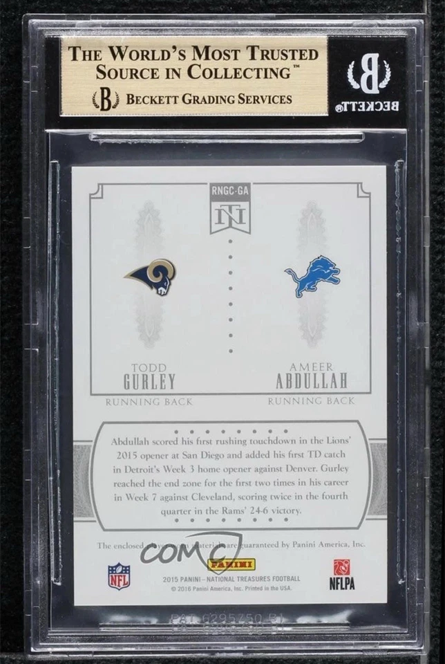 2015 National Treasures Rookie Gear Holo Silver /10 Abdullah & Gurley BGS 9.5 - Image 2 of 3
