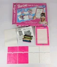 Vintage Barbie Rub & Color 1997 Crayons Plates Manual Paper Box Set