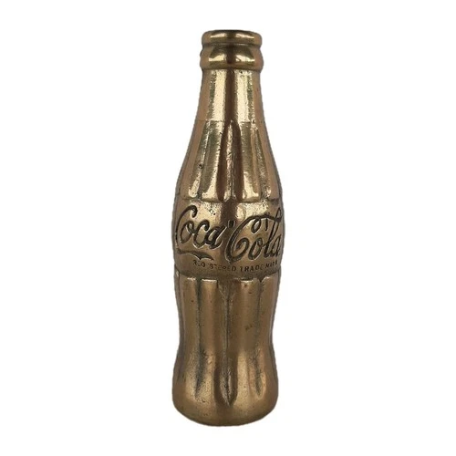 Vintage 7" Brass Coca Cola Bottle Collectible, Coke Souvenir, Vase, Paperweight