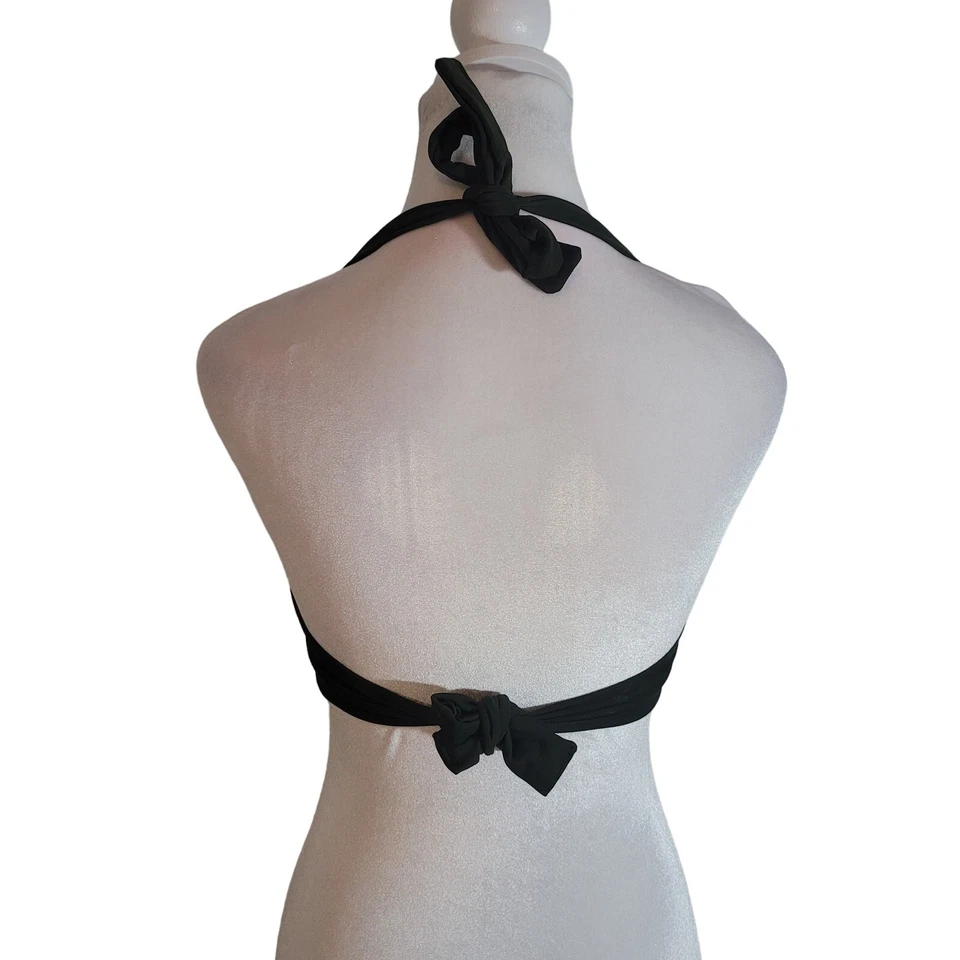 Top de bikini Melissa Odabash talla 6 verde París detalle de ribete rectangular corbata halter Foto 3 de 4