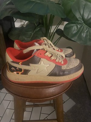 A Bathing Ape Bapesta FootSoldier FS-001 Bear Sneaker Brown Beige Red
