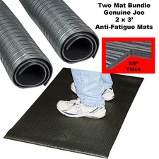 2 Mat Bundle, Genuine Joe Anti-Fatigue Mat, 2 x 3', Beveled Edge, Charcoal
