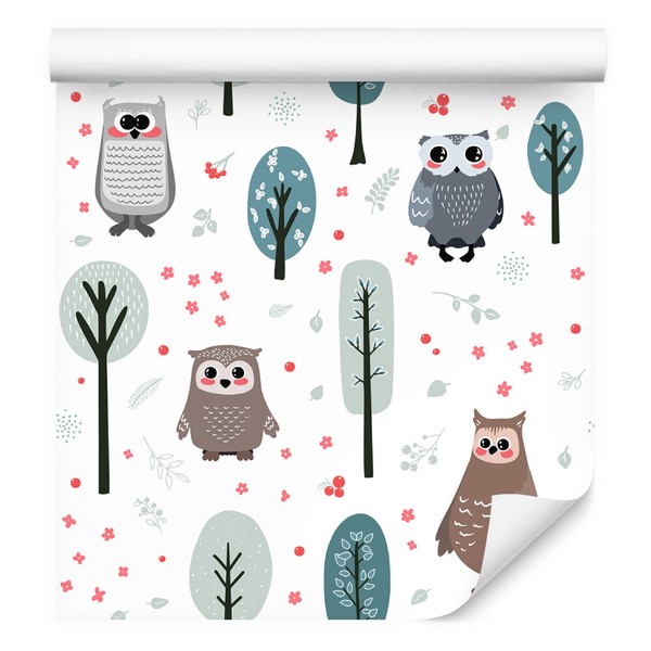 10M Vlies Blumen Tapete Kinderzimmer VöGel Eulen Wald BäUme Flora Motiv Xxl 2632-image