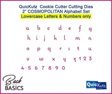 QuicKutz COSMOPOLITAN 2" Cookie Cutter Alphabet Dies LOWER CASE & NUMBERS ONLY