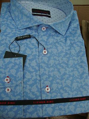 MOD LOOK 60er EIDECHSENKÖNIG HELLBLAU PAISLEY HEMD 2XL 3XL 4XL 5XL 6XL 7XL 8XL 