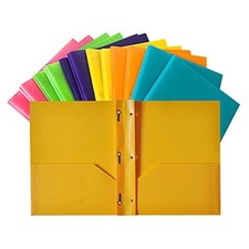 12 Pack Two Pocket Folders with 3 Metal Prong Fasteners, 2 Pocket Portfolio