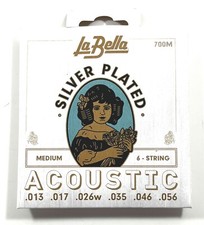 La Bella Guitar Strings Acoustic Silver Plated Medium 13-56 Crisp Tone