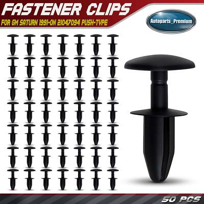 50Pcs 6 mm Nylon Fender Bumper Retainer Clip Push-Type for GM Saturn 21047094
