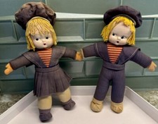 Vtg 1940’s Ethnic Hungary Girl And Boy Sailor Dolls Cloth Body Celluloid Face