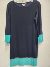 DB Established 1962 Womens Shift Dress Small Navy Chain Accent Flare Sleeve